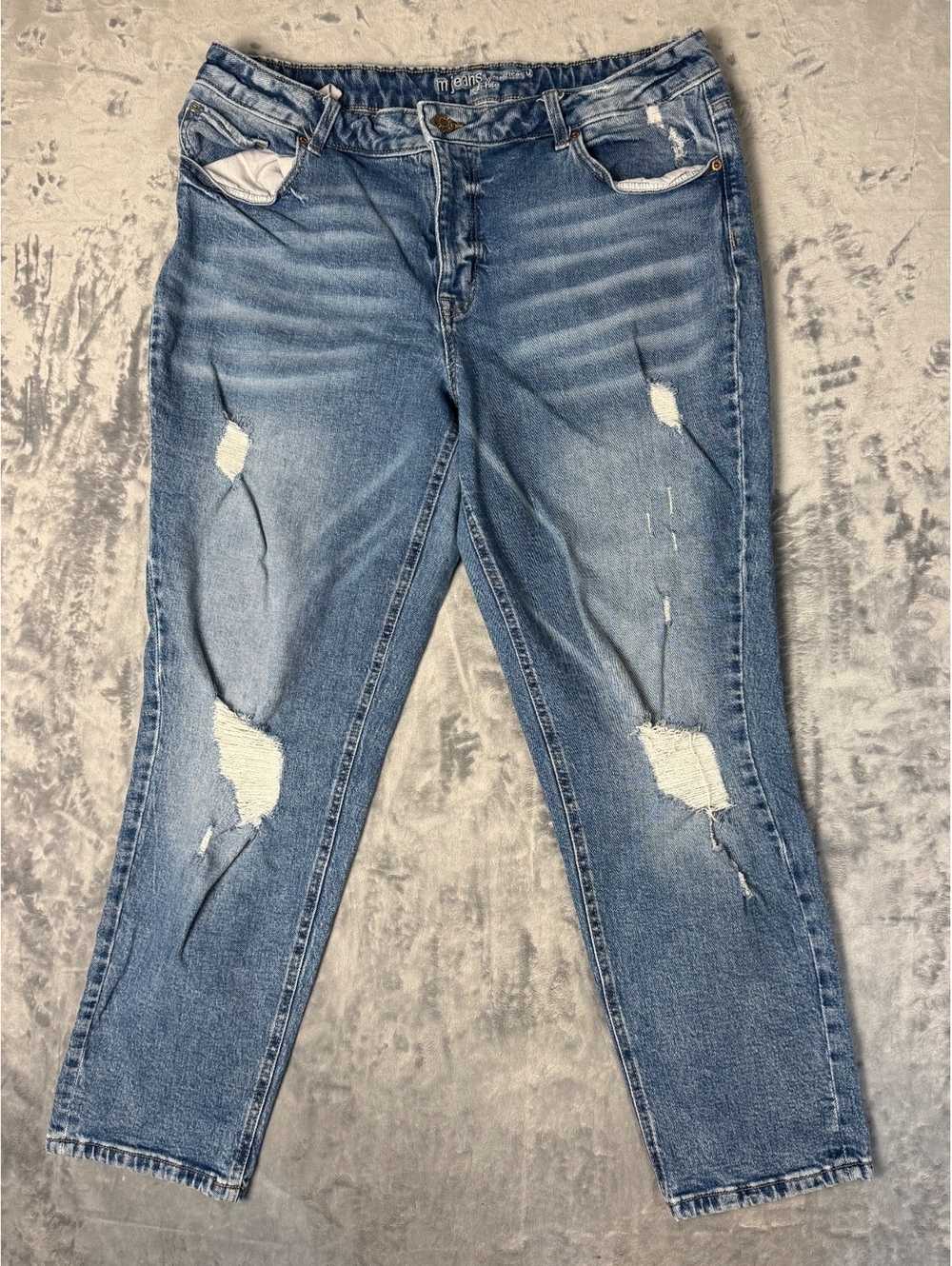 Maurices M Jeans Womens 18W Regular Distressed Boyfriend Jeans Medium Wash